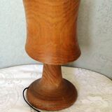 Lampe à poser en bois taille dans la masse y compris l'abat jour design 70/80