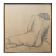 Large original drawing of a female nude, pencil on paper under glass signed XX.