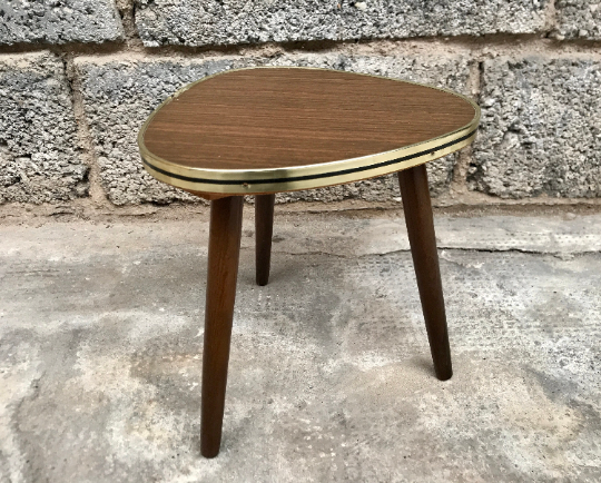 Small brown coffee table, vintage tripod door plant