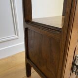 Vintage solid oak bedside table, 1 door, 1 drawer and 1 niche
