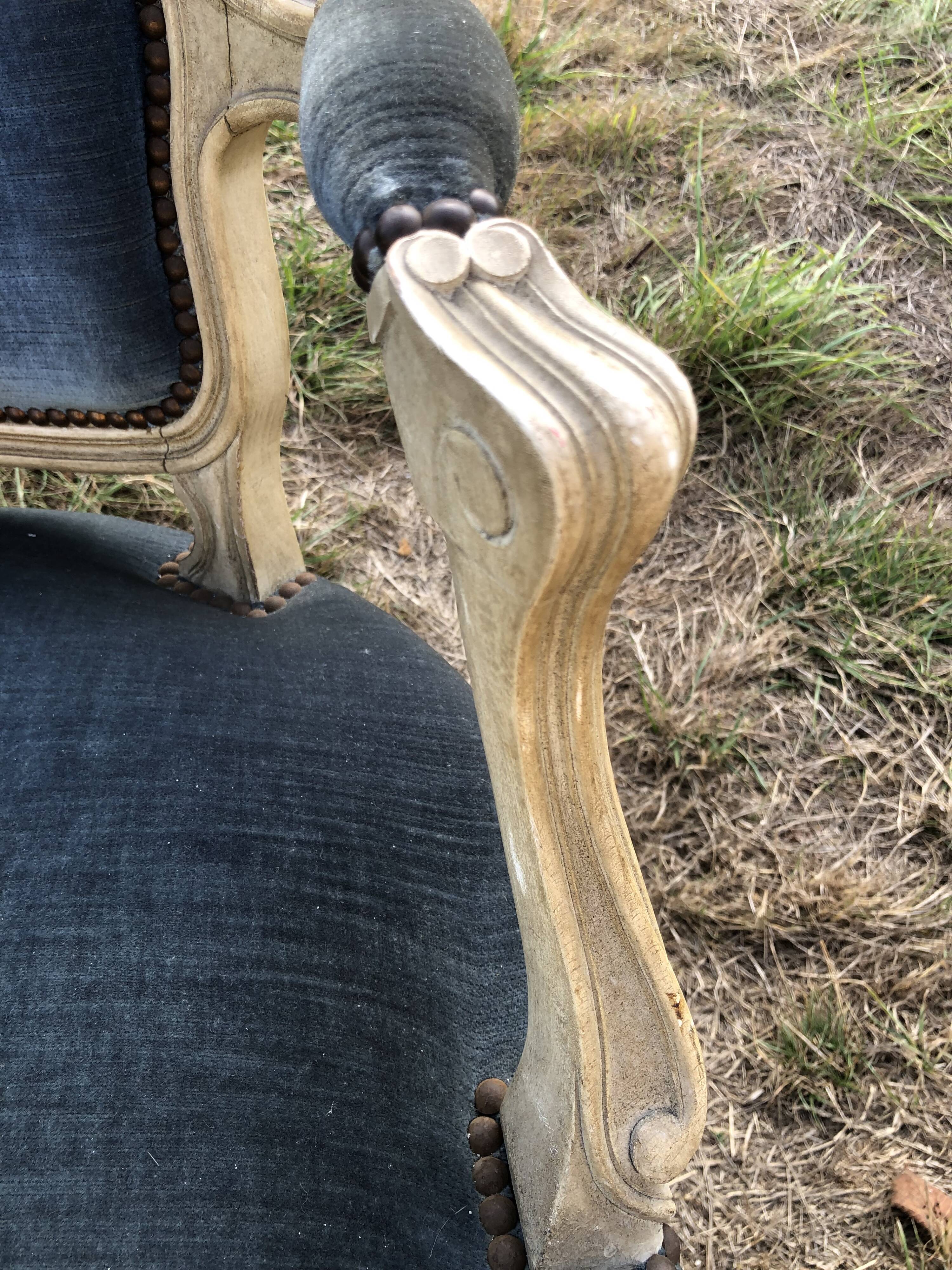 Pair of blue Louis XV style armchairs