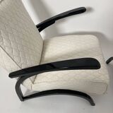 Set of Czechian Art Deco Black Laquered Lounge Chairs attributed to J. Halabala for Up Závody, 1930s