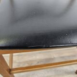Six Scandinavian-style teak and leather dining chairs