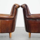 Set of 2 sheepskin leather armchairs