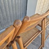 Set of 4 vintage Italian folding chairs in cane 1970s