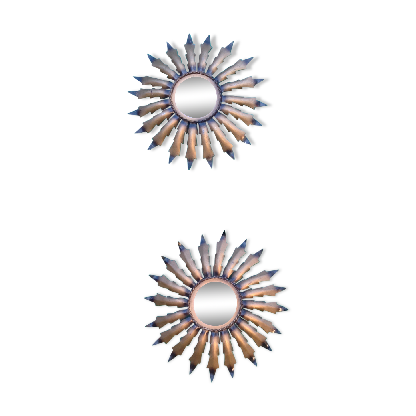 Paire de miroirs soleil, année 1970 - 30cm