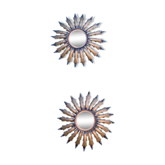 Paire de miroirs soleil, année 1970 - 30cm