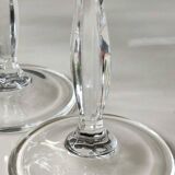 Lot 5 Large champagne flutes in cut crystal. Diamond drop/point patterns. High 20.5 cm