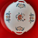 6 assiettes et plat à oreilles : porcelaine de Paris, Pavot