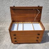 Vintage Scandinavian teak chest of drawers with 3 drawers and a chest