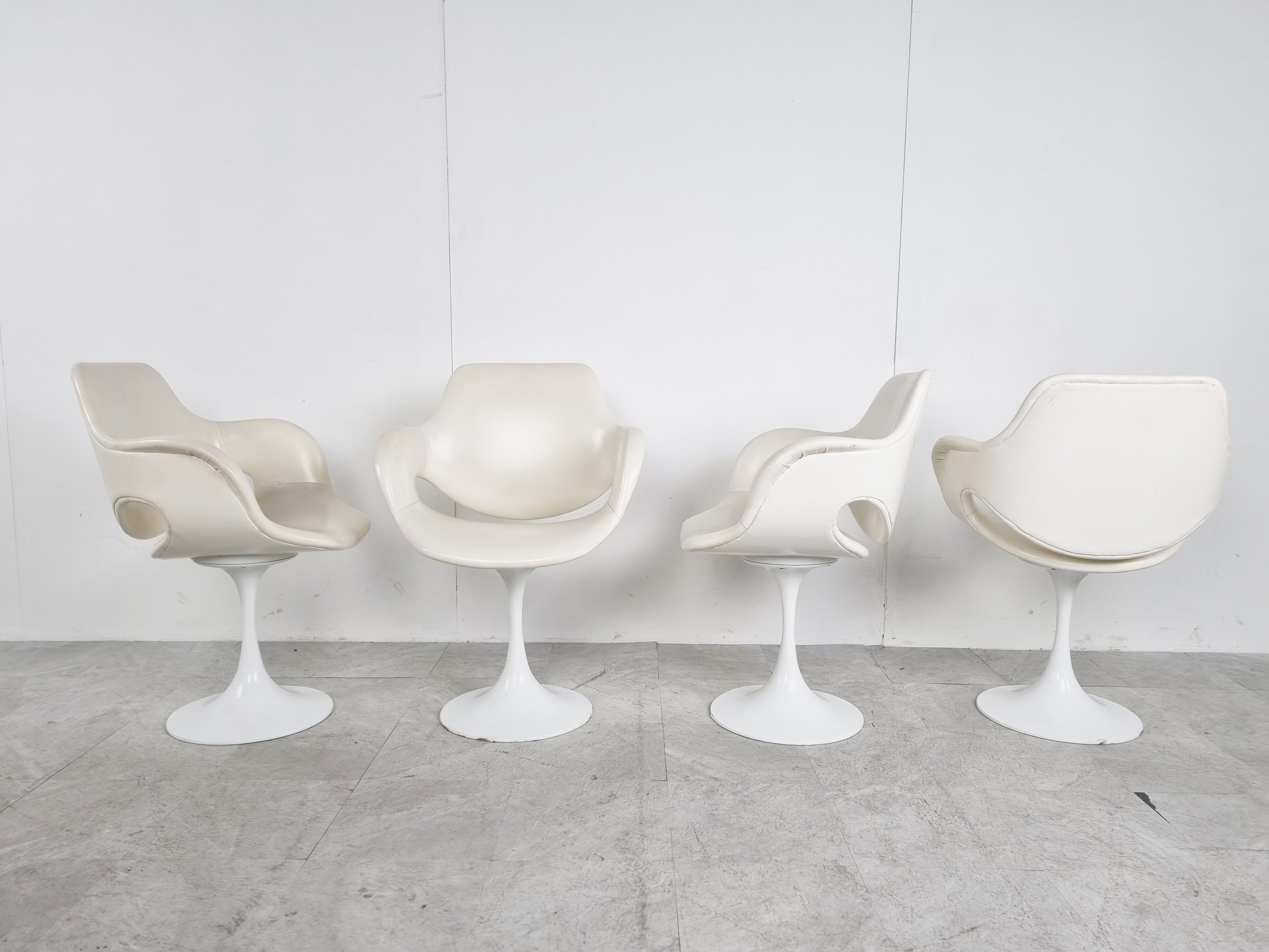 Ensemble de 4 chaises tulipes vintage, années 1960
