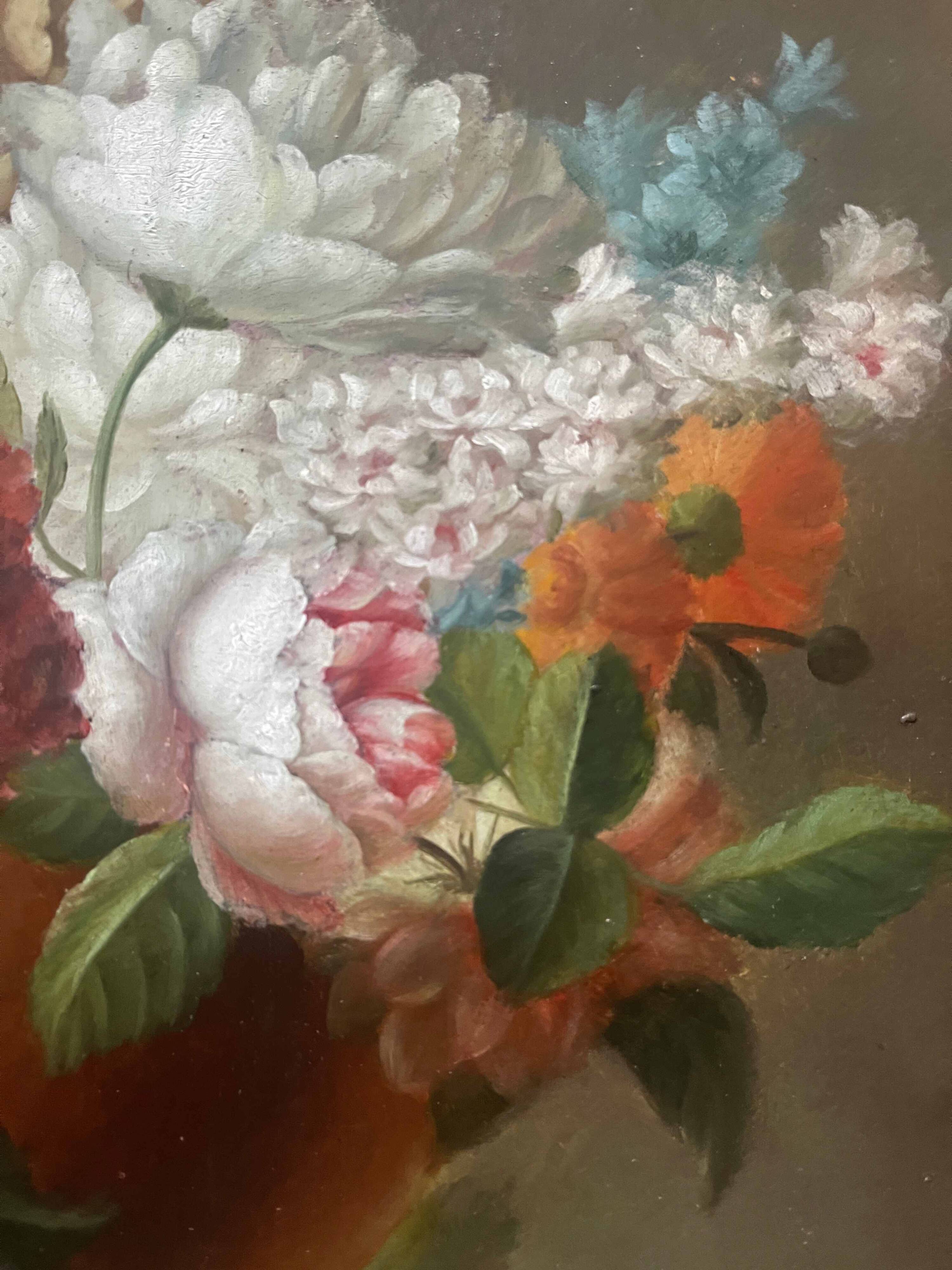 Hst painting "floral composition" ec. xx° flowers signed + frame