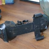 Old turned wrought iron candlesticks