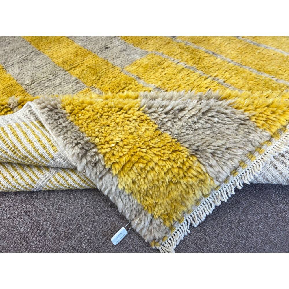 Handmade "Tulu" Rug in Yellow & Gray, 100% Wool, Custom Options Available
