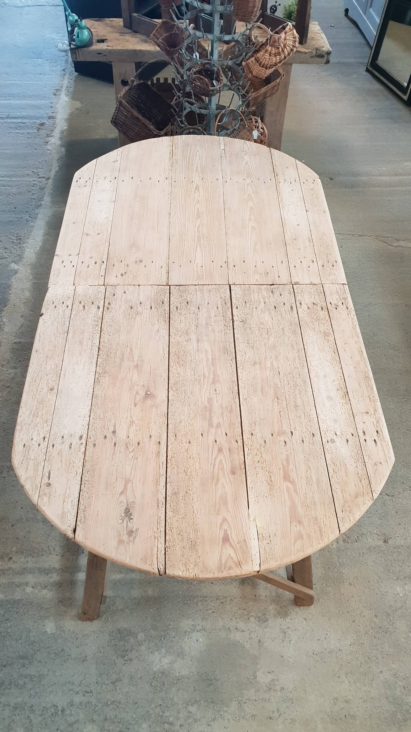 Old table on trestles