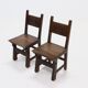 Set of 2 19th Century Spanish Hand Carved Oak Chairs
