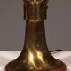 Biomorphic table lamp by Masjestic Lamp.Co USA walnut and brass 1960