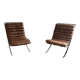 Pair of brown leather armchairs