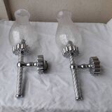 Pair of chrome wall lights