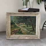 Peinture à huile balade en forêt Bailly