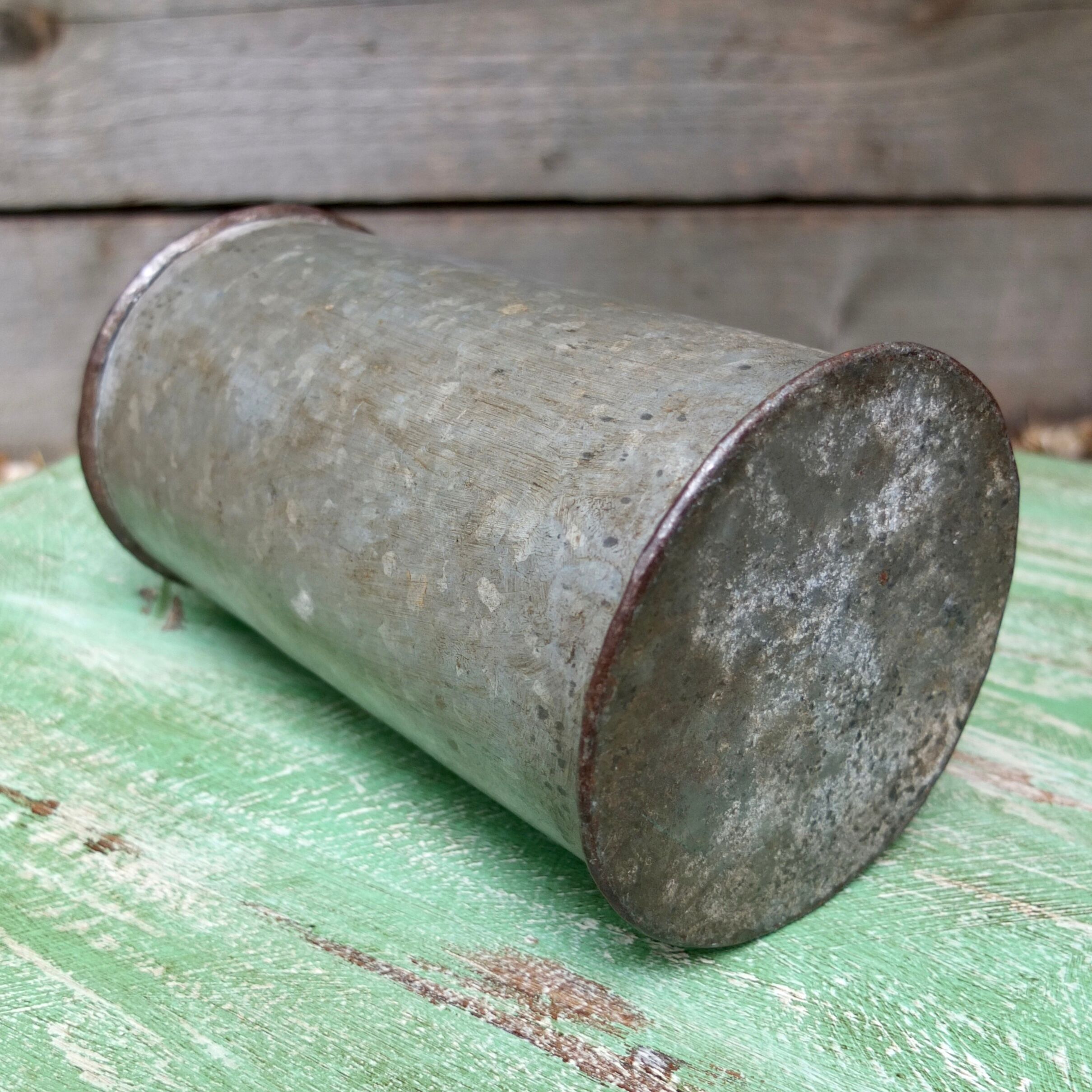 Vintage Galvanised Zinc Flower Pot / Grain Measure