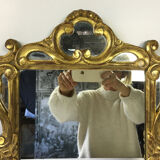 Mirror wooden gold and patinated sculpted décor hectic 55x37cm