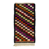 Colorful Vintage Hand-Knotted Turkish Tulu Rug with Checkered Design. 100% Wool