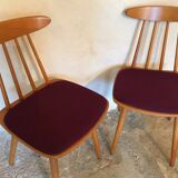 Set of two chairs stamped Hiller 1960's feet compass Scandinavian design