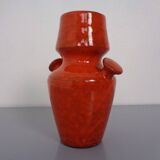 Italian orange ceramic studio vase with handle, 1970s