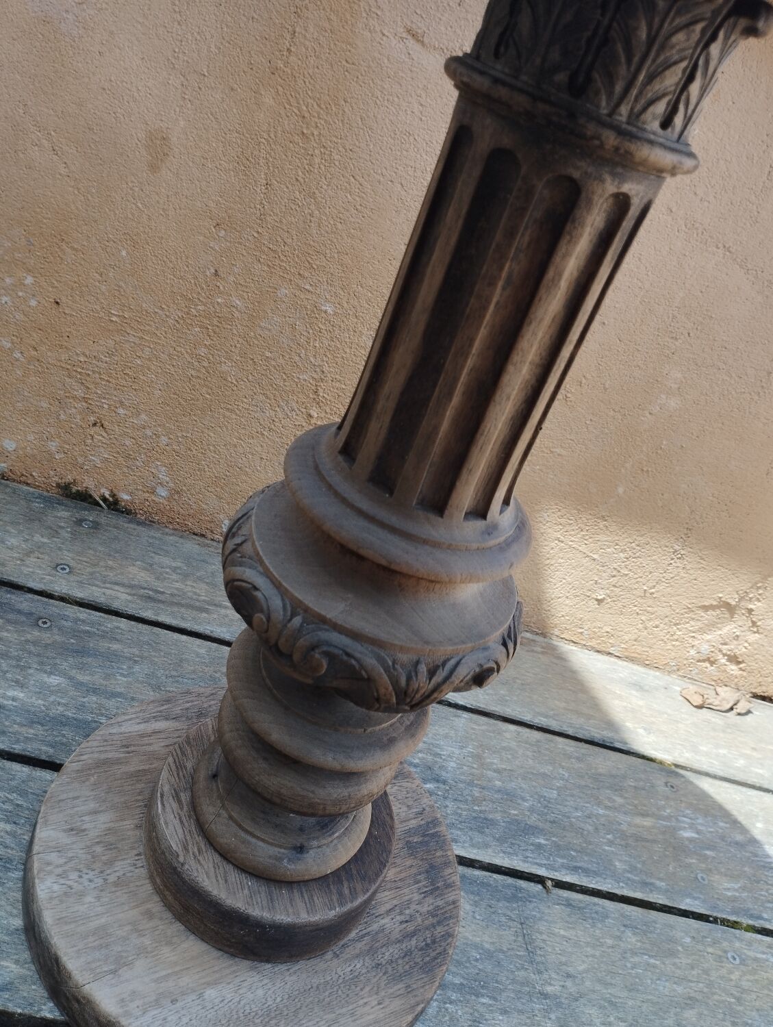 Wooden column, statuary door, antique
