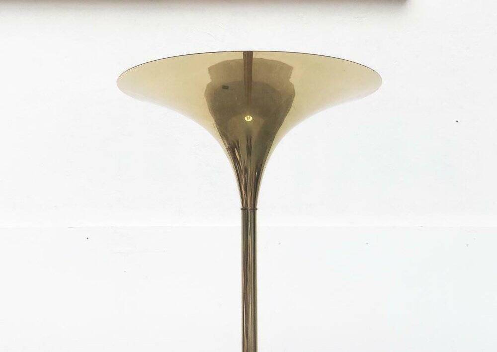 Vintage German floor lamp in Hollywood Regency style made of brass by Doria Leuchten, 1970s.