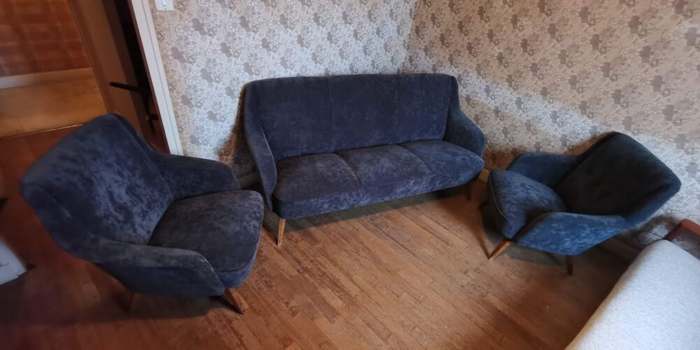 Salon canapé et 2 fauteuil années 50/60