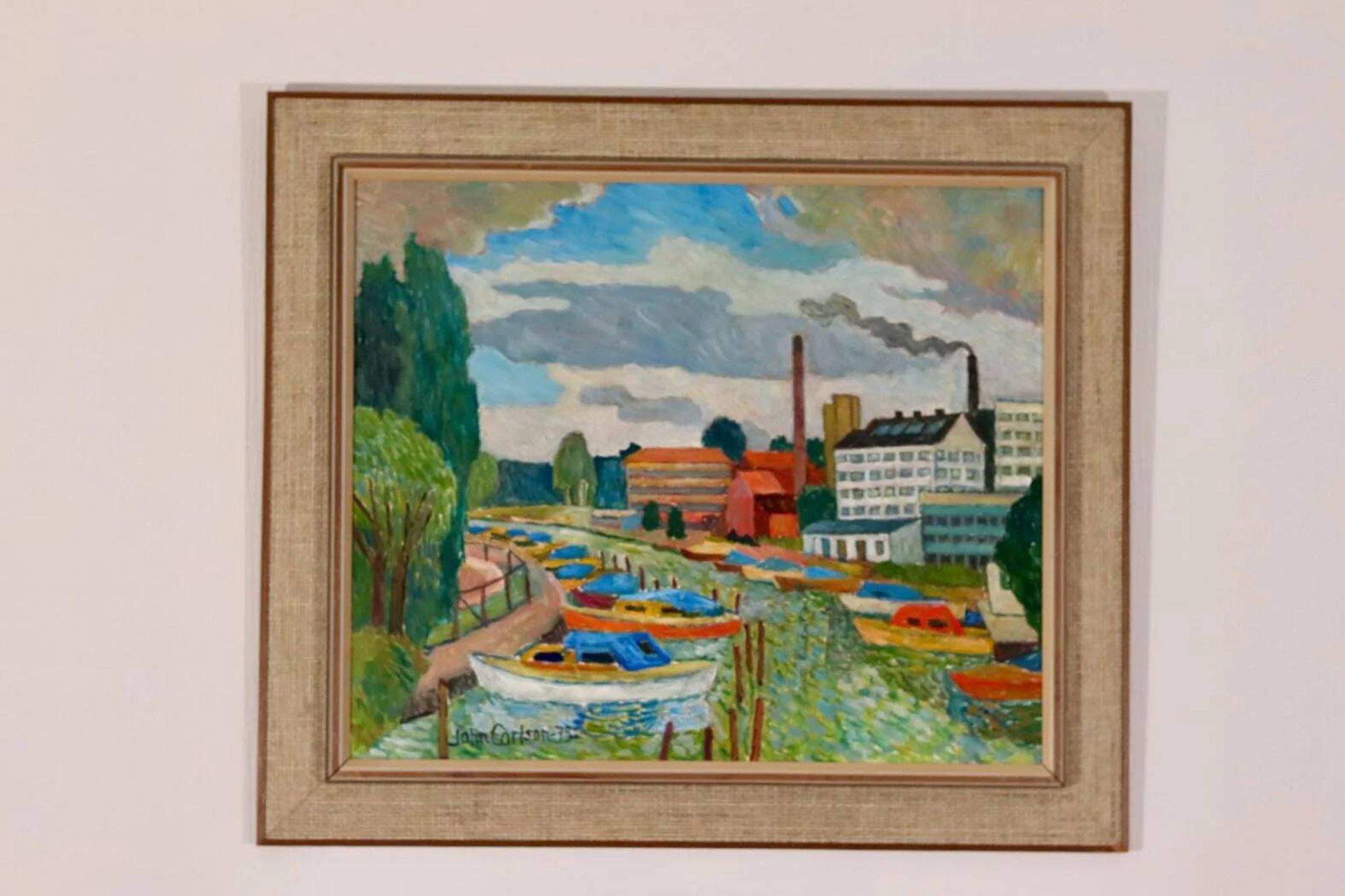 Original Swedish Oil on Panel – “Motif from Sundbyberg” by John Carlson