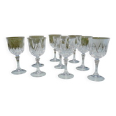 9 Arques crystal glasses, Auteuil and Louvre models