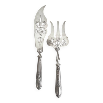 Antique silver and silver-plated fish serving cutlery