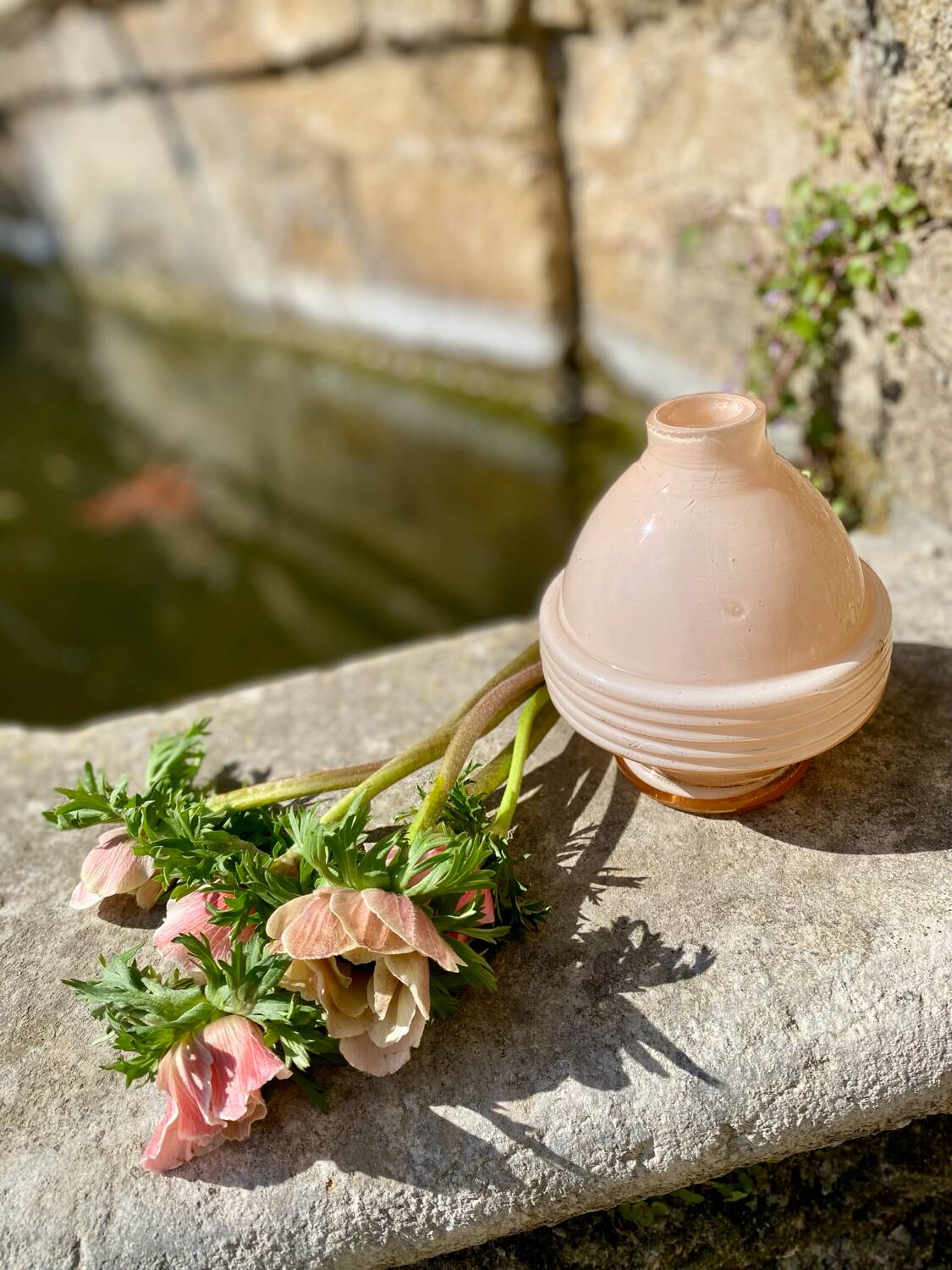 Old pink vase lamp base