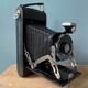 Old Kodak Brownie Six 16 folding bellows camera with leather case