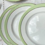 6 Vintage French Orchies "VILLARS" dinner plates 1950 white green gold