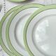 6 Assiettes plates vintage Française Orchies "VILLARS" 1950 blanche verte dorée
