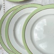 6 Vintage French Orchies "VILLARS" dinner plates 1950 white green gold