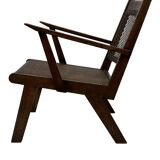 Art Deco oak armchair with webbing 1950s minimalist