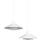 Set of 2 Nordisk Solar Compagni / Christian Hvidt “Trapez” pendant lamps / Danish modern design / 1970s / 1980s