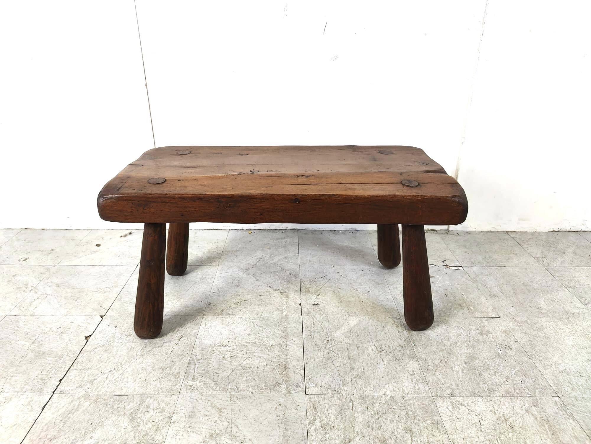 Solid wooden brutalist coffee table, 1960s