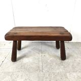 Table basse brutaliste en bois massif, années 1960
