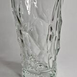 Sèvres crystal vase with rough glass pattern, 26 cm
