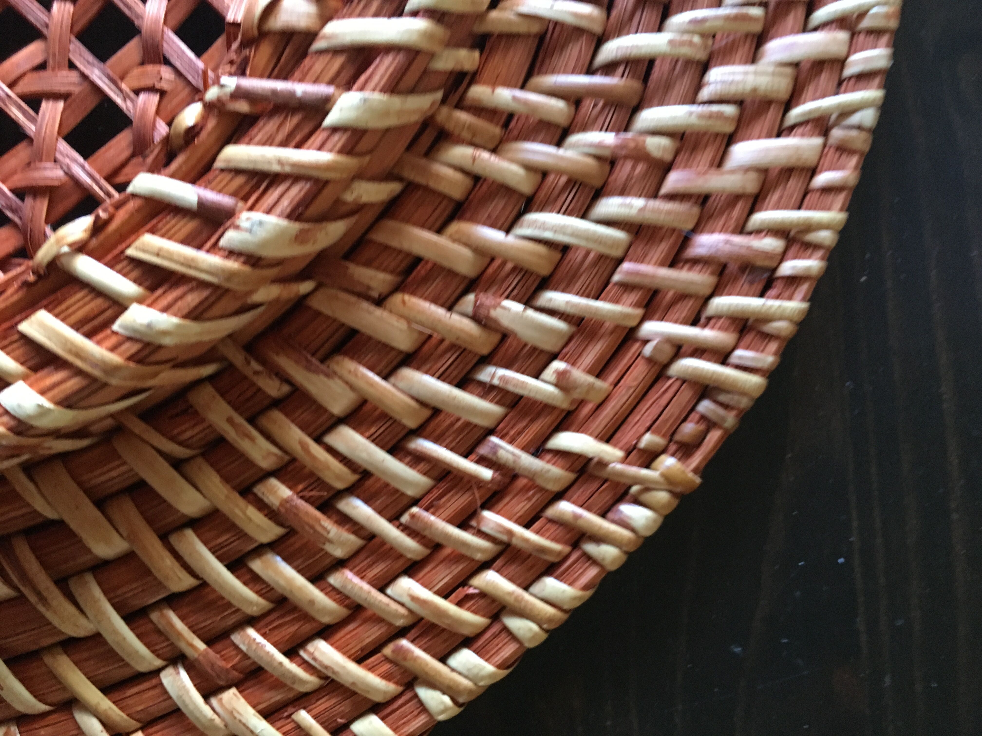 Set of 6 wicker and rattan undertributions