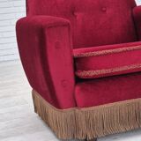 1970s, Danish lounge chair, original condition, cherry-red velour fabric.