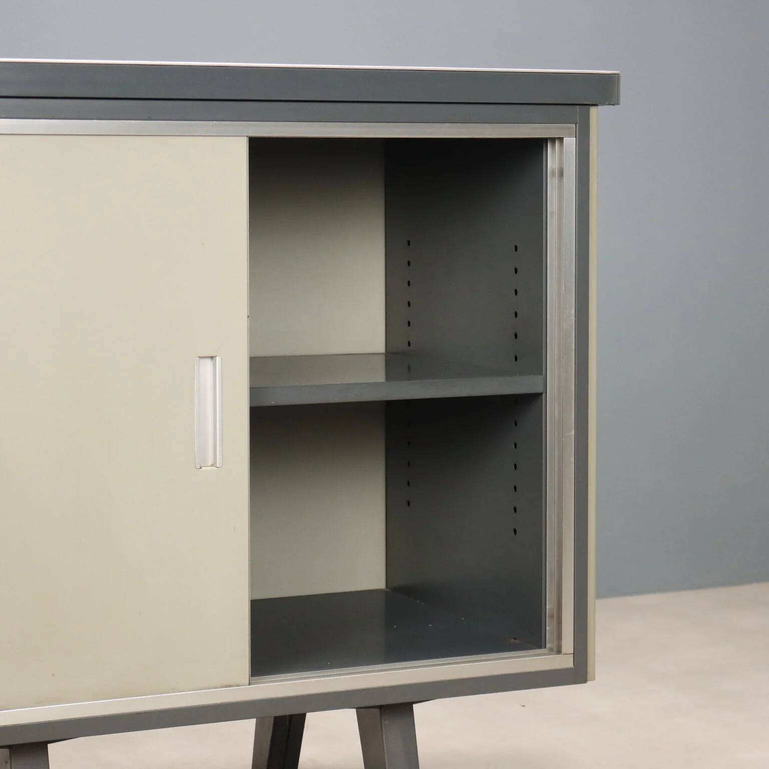 Vintage lacquered metal storage furniture, design, Italy, 1960s