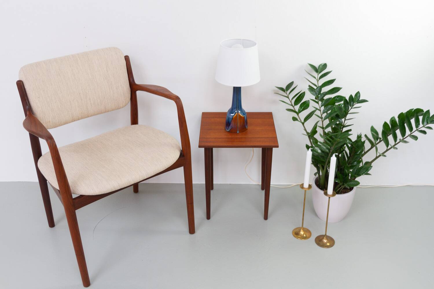 Danish Modern Blue and Brown Ceramic Table Lamp by E. Johansen for Søholm, 1960s