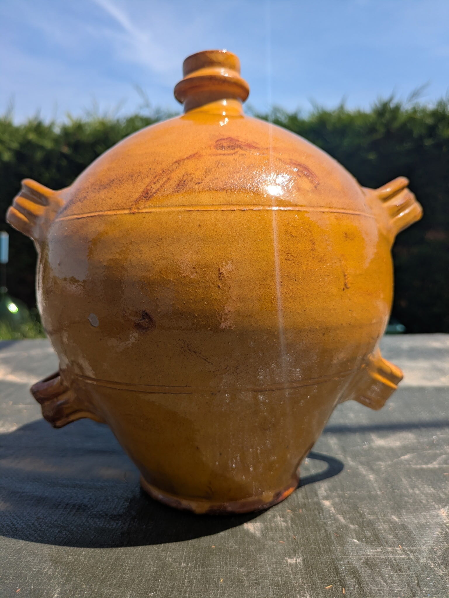 Olive oil cruet.